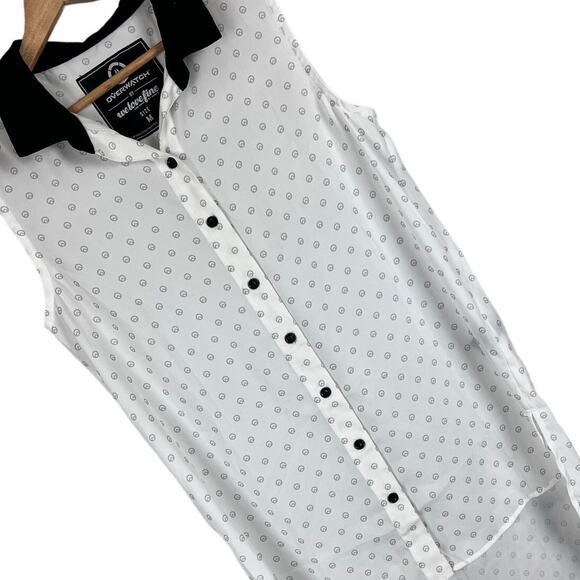 2017 WELOVEFINE OVERWATCH Womens M White Hi-Low Logo Button Front Tank Tunic Top - Picture 1 of 7